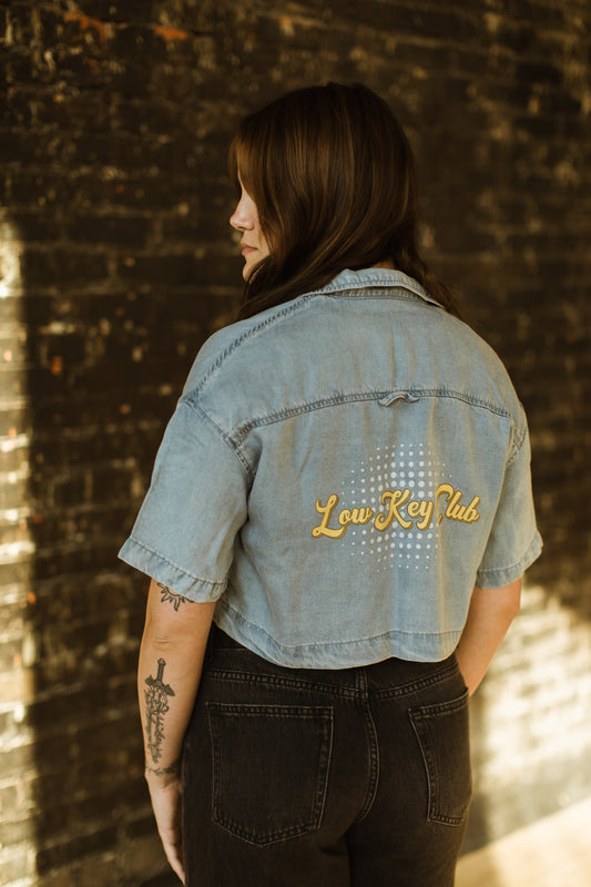 Grunge Vintage Wash Boxy Cropped Shirt
