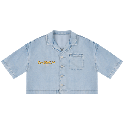 Grunge Vintage Wash Boxy Cropped Shirt