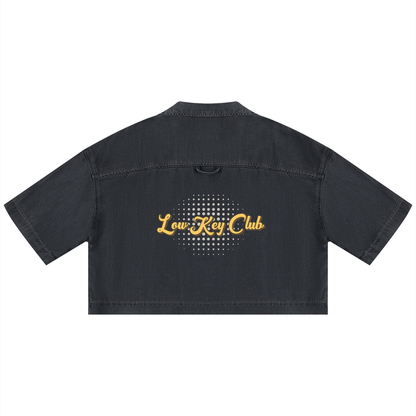 Grunge Vintage Wash Boxy Cropped Shirt