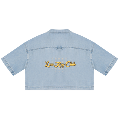Grunge Vintage Wash Boxy Cropped Shirt