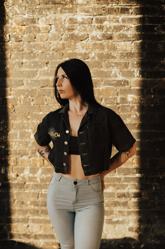Grunge Vintage Wash Boxy Cropped Shirt