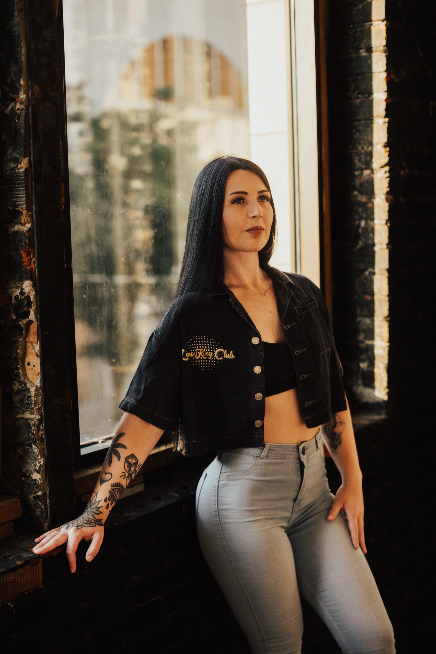 Grunge Vintage Wash Boxy Cropped Shirt