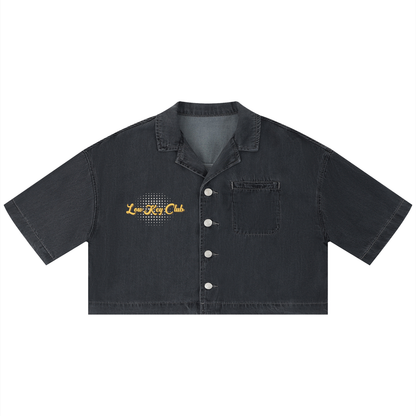 Grunge Vintage Wash Boxy Cropped Shirt