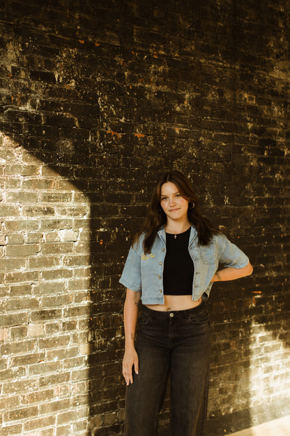 Grunge Vintage Wash Boxy Cropped Shirt